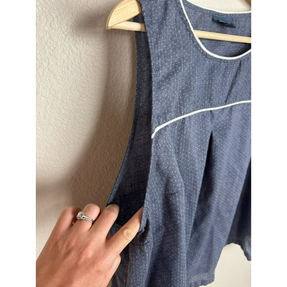 ModCloth Women's Sleeveless Top Blue White Polka Dot Flowy Size 1X Cotton - Picture 2 of 11